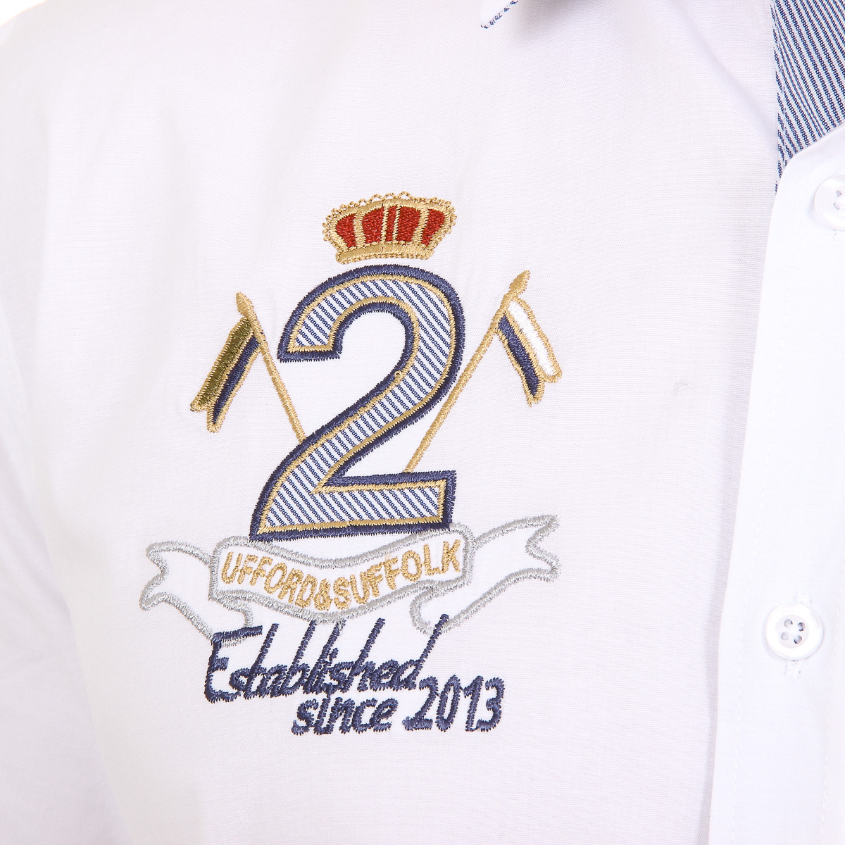 Camisa de manga larga para hombre del Ufford & Suffolk Polo Club US010 BLANCA
