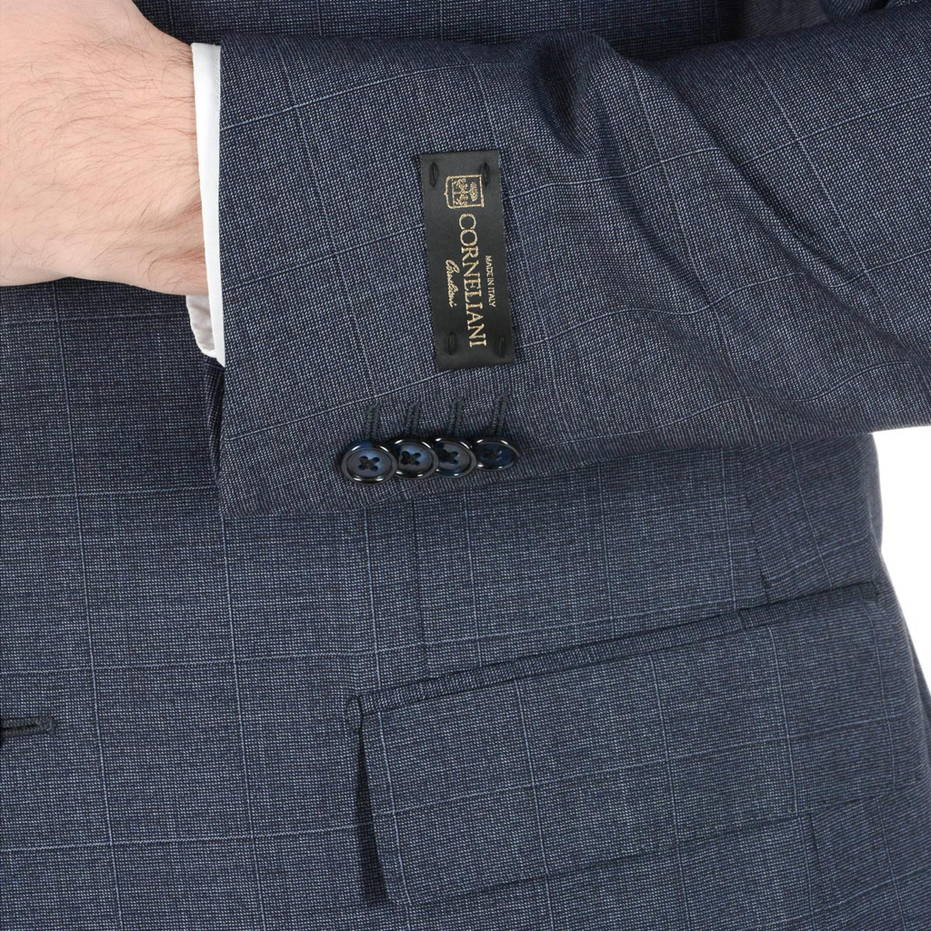 Corneliani Mens Suit Long Sleeves Dark Blue Super 130's