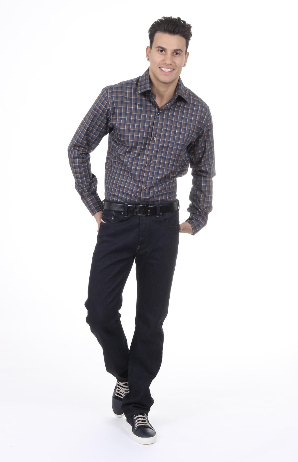 Camisa clásica moderna de corte italiano para hombre V 1969, talla 377 VAR. 031