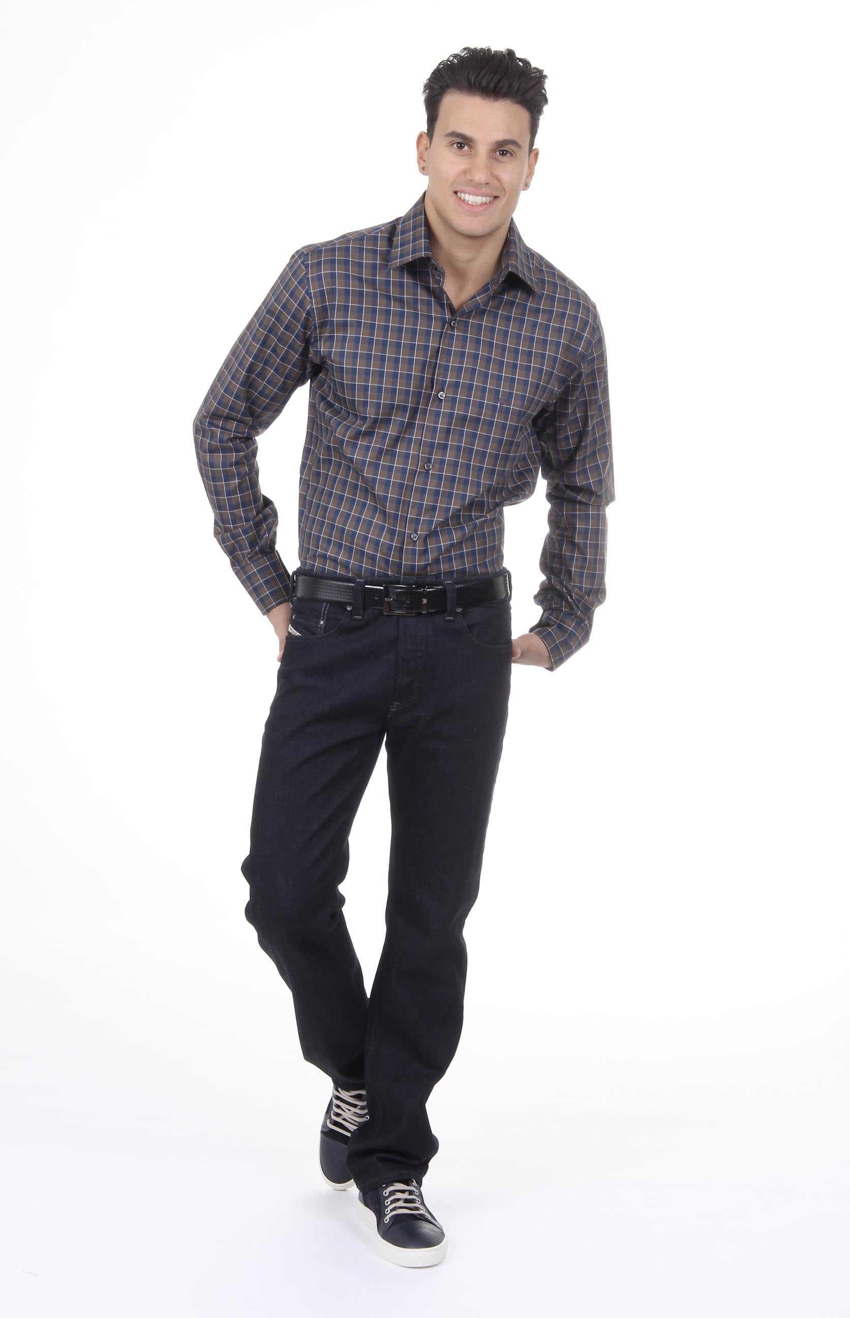 Camisa clásica moderna de corte italiano para hombre V 1969, talla 377 VAR. 031