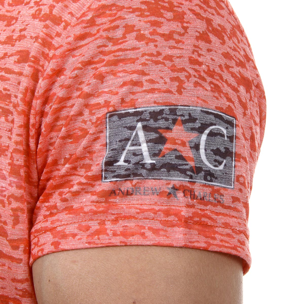 Andrew Charles Mens T-Shirt Short Sleeves Round Neck Red LEVI