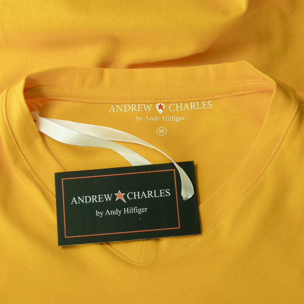 Camiseta Andrew Charles para hombre, manga corta, cuello en V, amarilla, KENAN