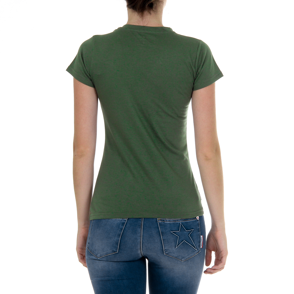 Camiseta Andrew Charles para mujer, manga corta, cuello redondo, verde TARANA