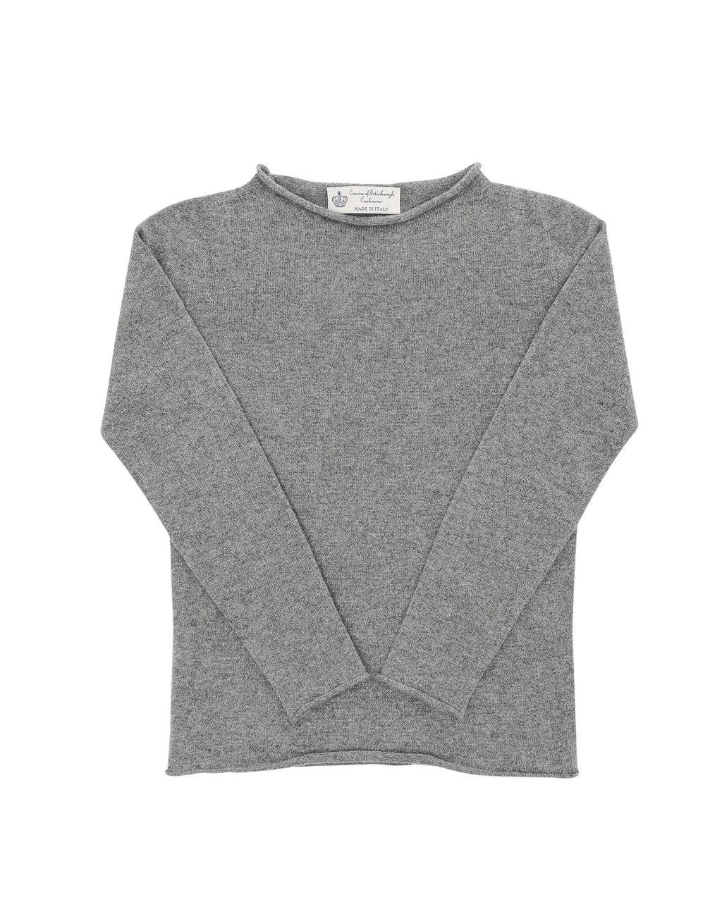 Suéter de cuello barco para mujer de cachemira Crown of Edinburgh COE 0025 GRIS