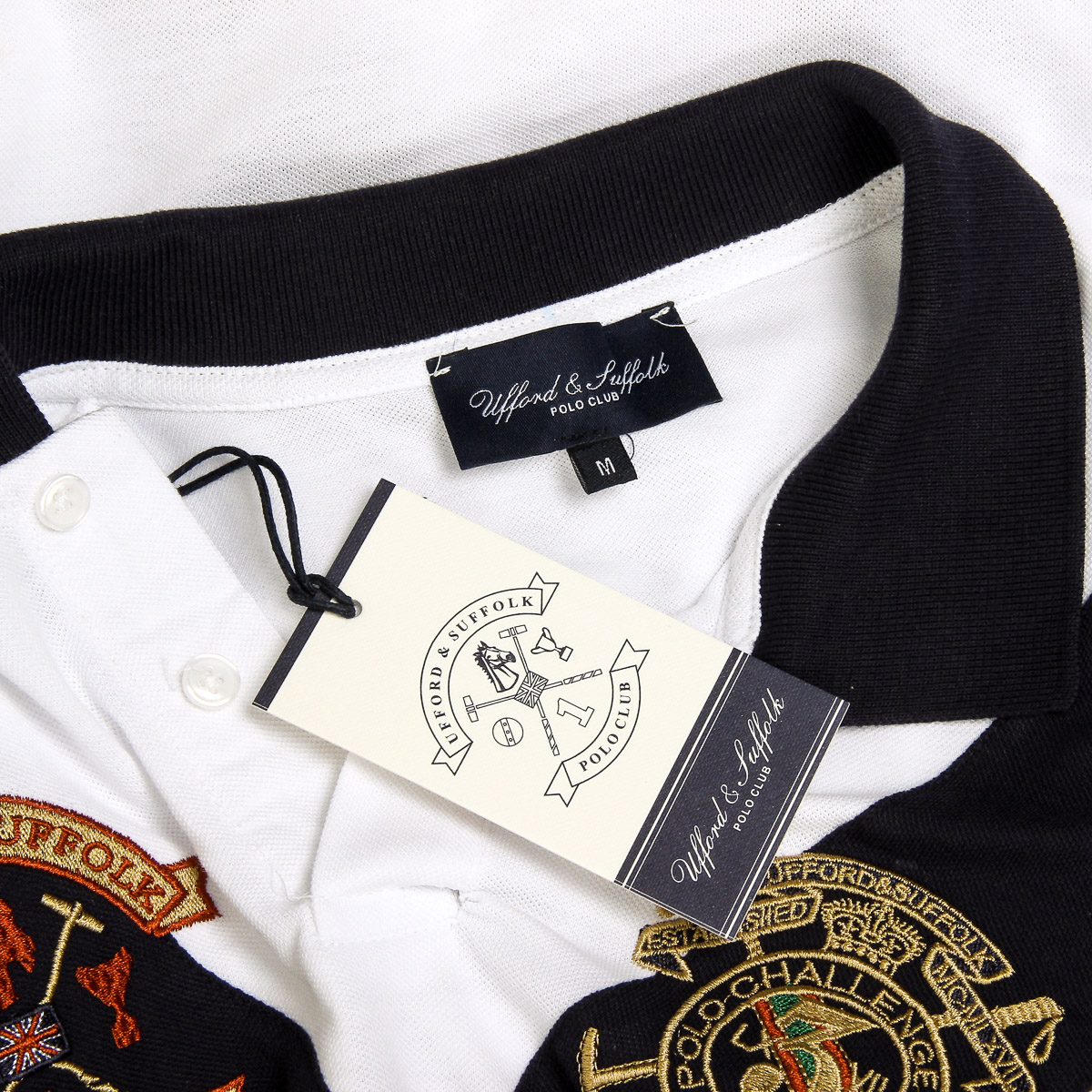 Polo Ufford & Suffolk Polo Club para hombre, manga corta, US003, blanco