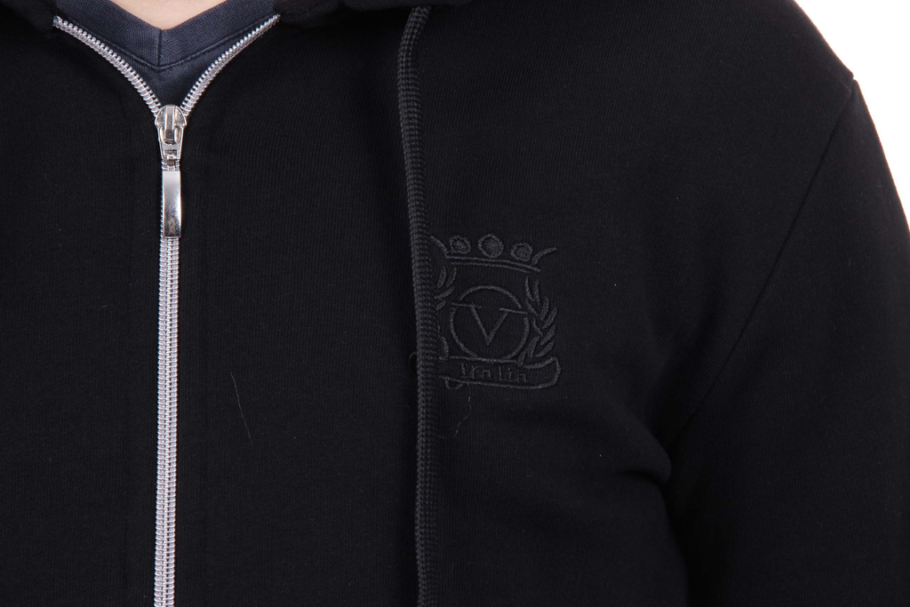 Sudadera con capucha y cremallera V 1969 Italia para hombre, ART. 4468 NEGRO