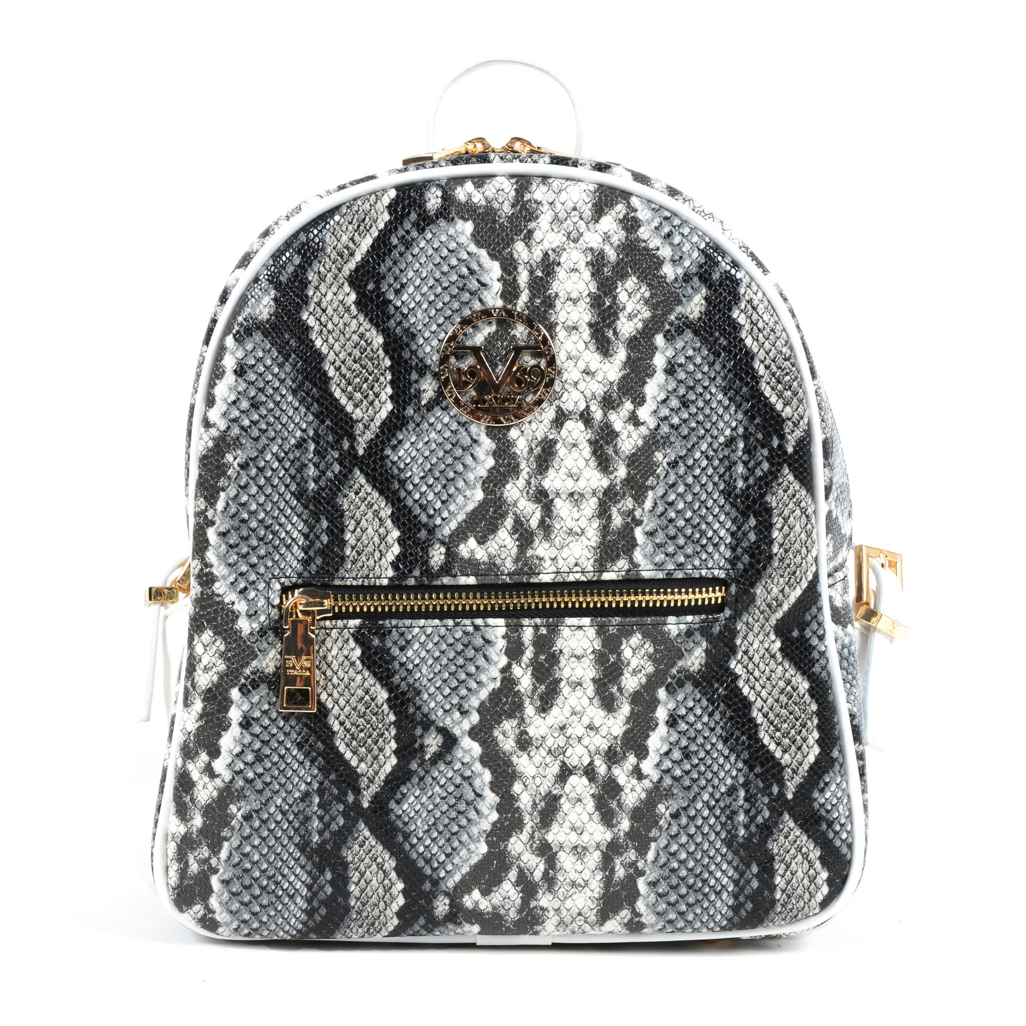 19V69 Italia Womens Backpack Multicolor 5008 PYTHON GREY WHITE