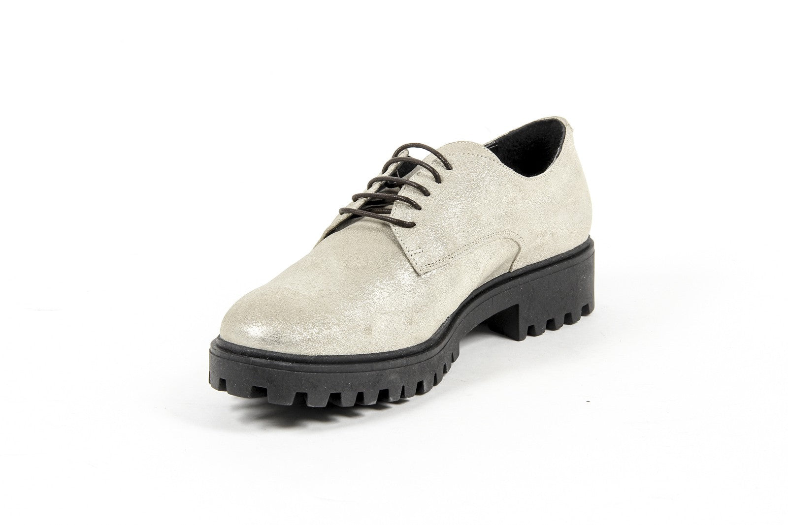 Zapato con cordones para mujer V 1969 Italia C01 LAMINATO ARGENTO