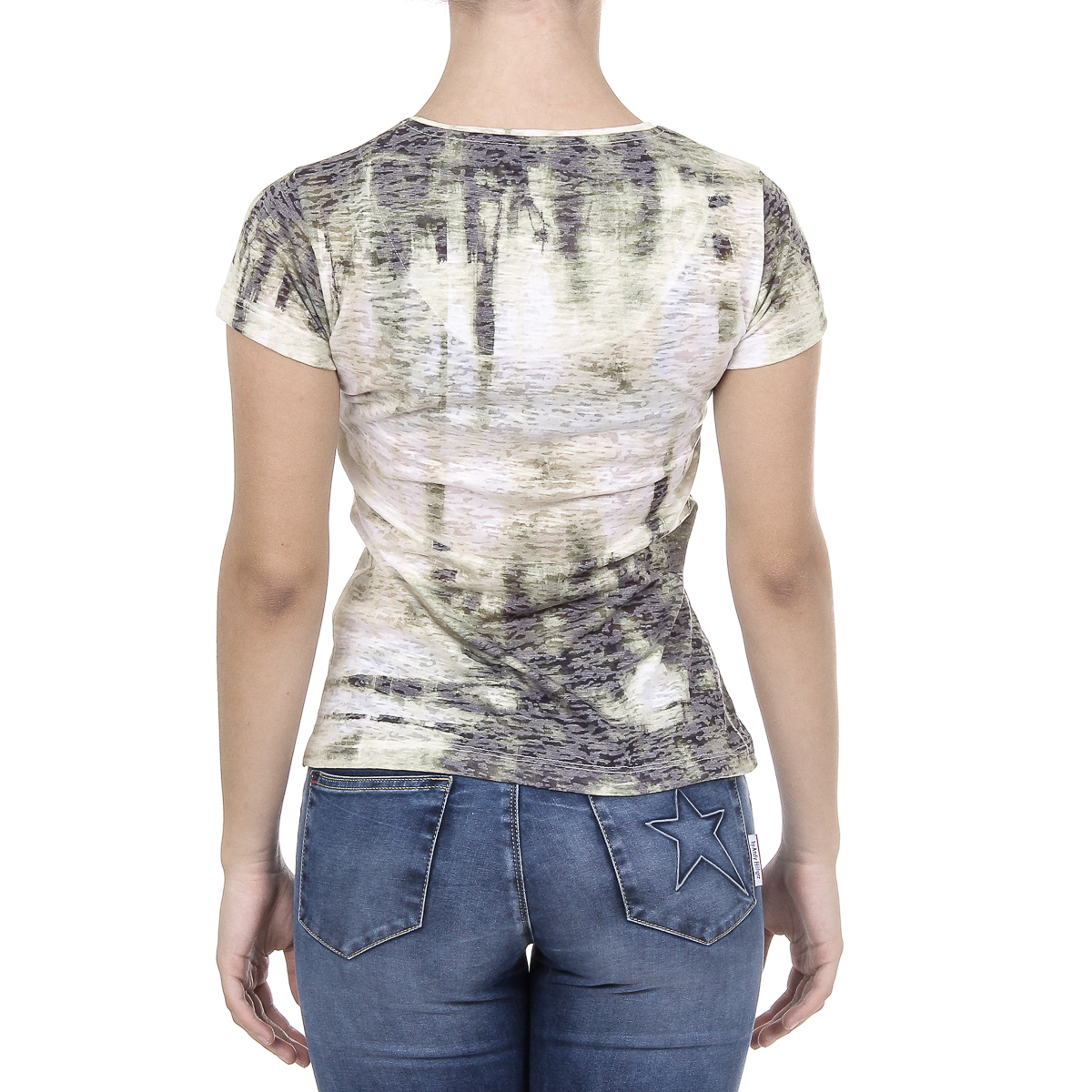 V 1969 Italia Womens T-shirt Short Sleeves V-Neck Yellow EMILY
