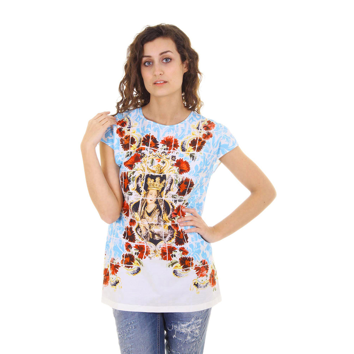 Top Dolce & Gabbana de manga corta para mujer F7Q08T FP5J6 X0800