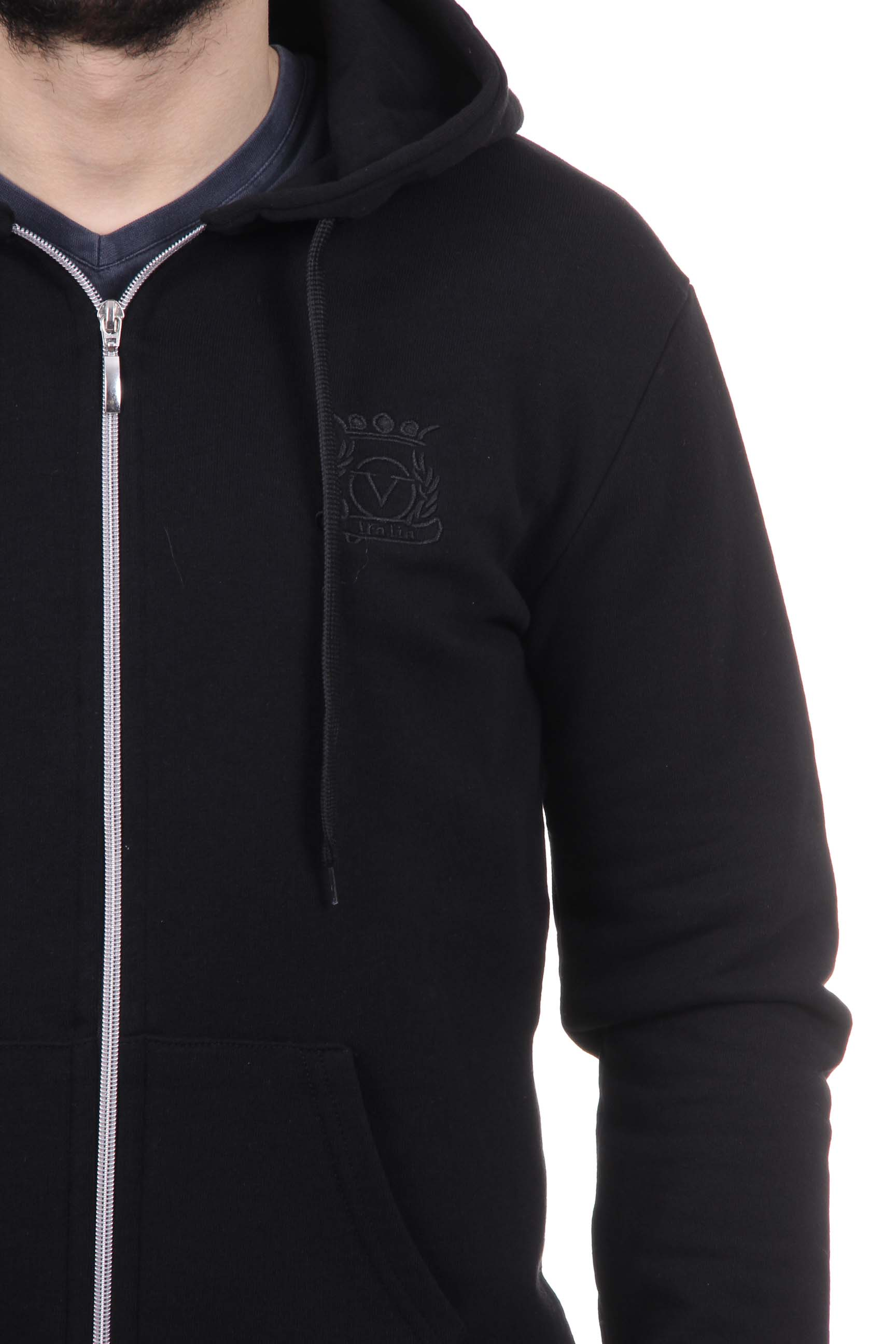 Sudadera con capucha y cremallera V 1969 Italia para hombre, ART. 4468 NEGRO