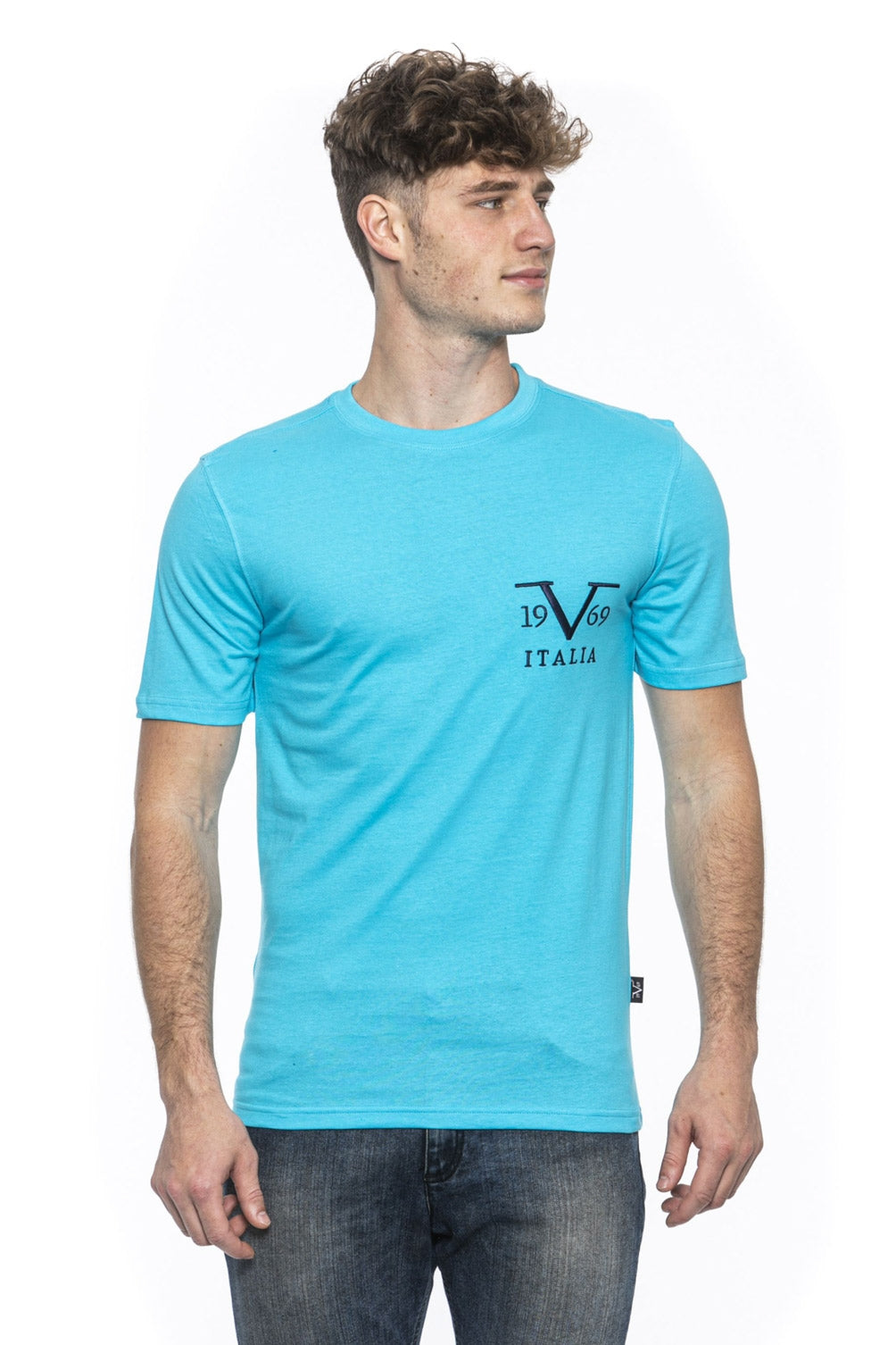 Camiseta 19V69 Italia para hombre azul claro TROY TURQUESA