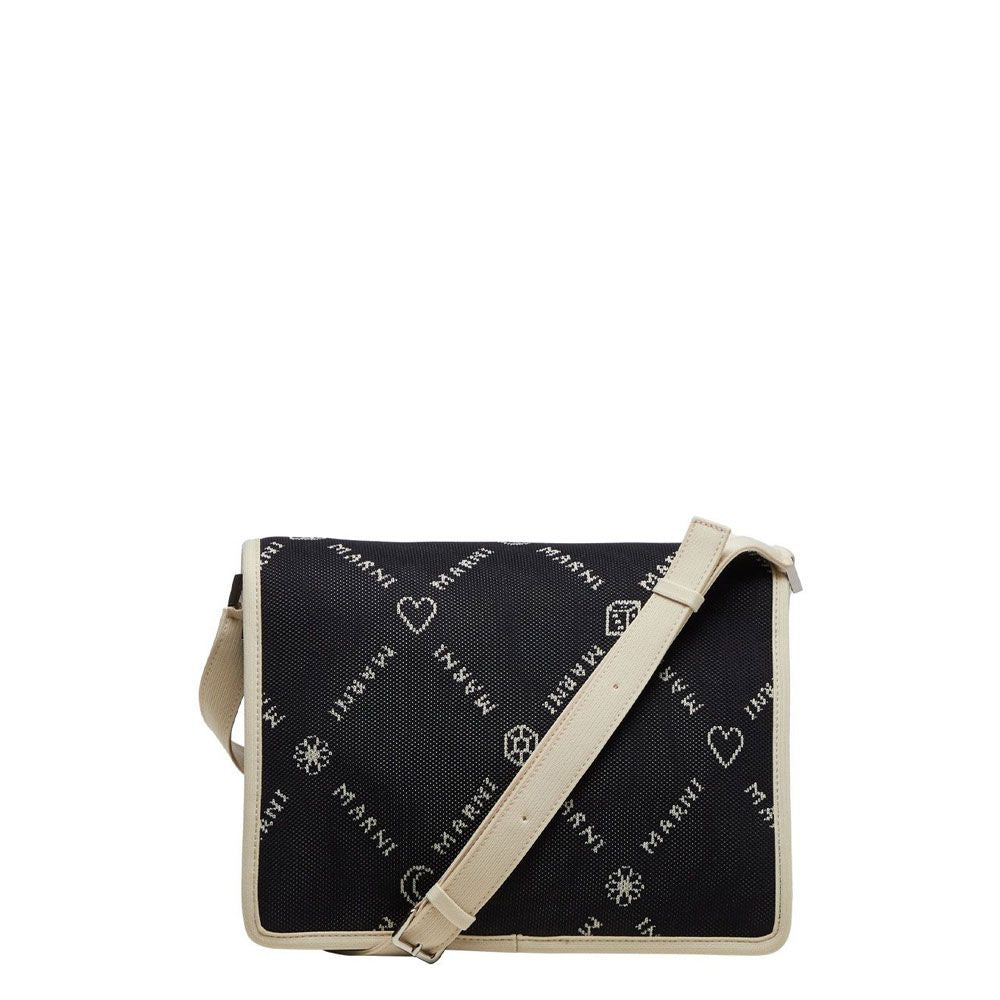 Bolso de hombro de tela Marni Monogram negro