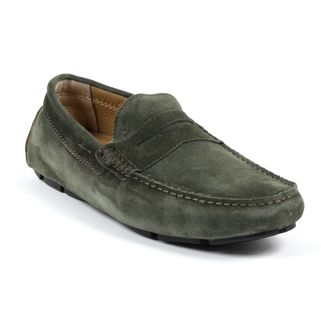 Mocasines V 1969 Italia para hombre, color verde STEWART
