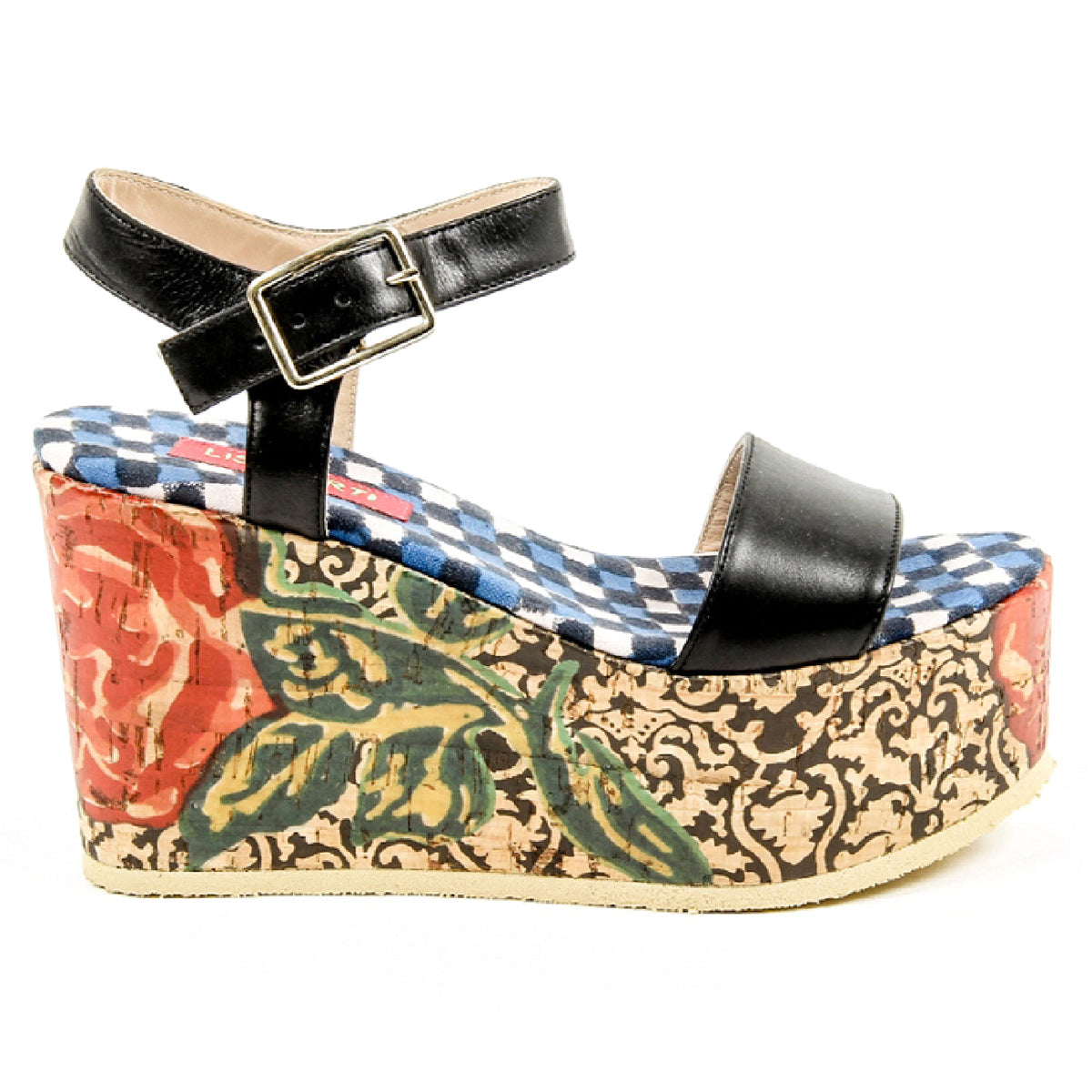 Sandalia de cuña con tira al tobillo para mujer Lisa Corti W LISA LEATHER BLACK