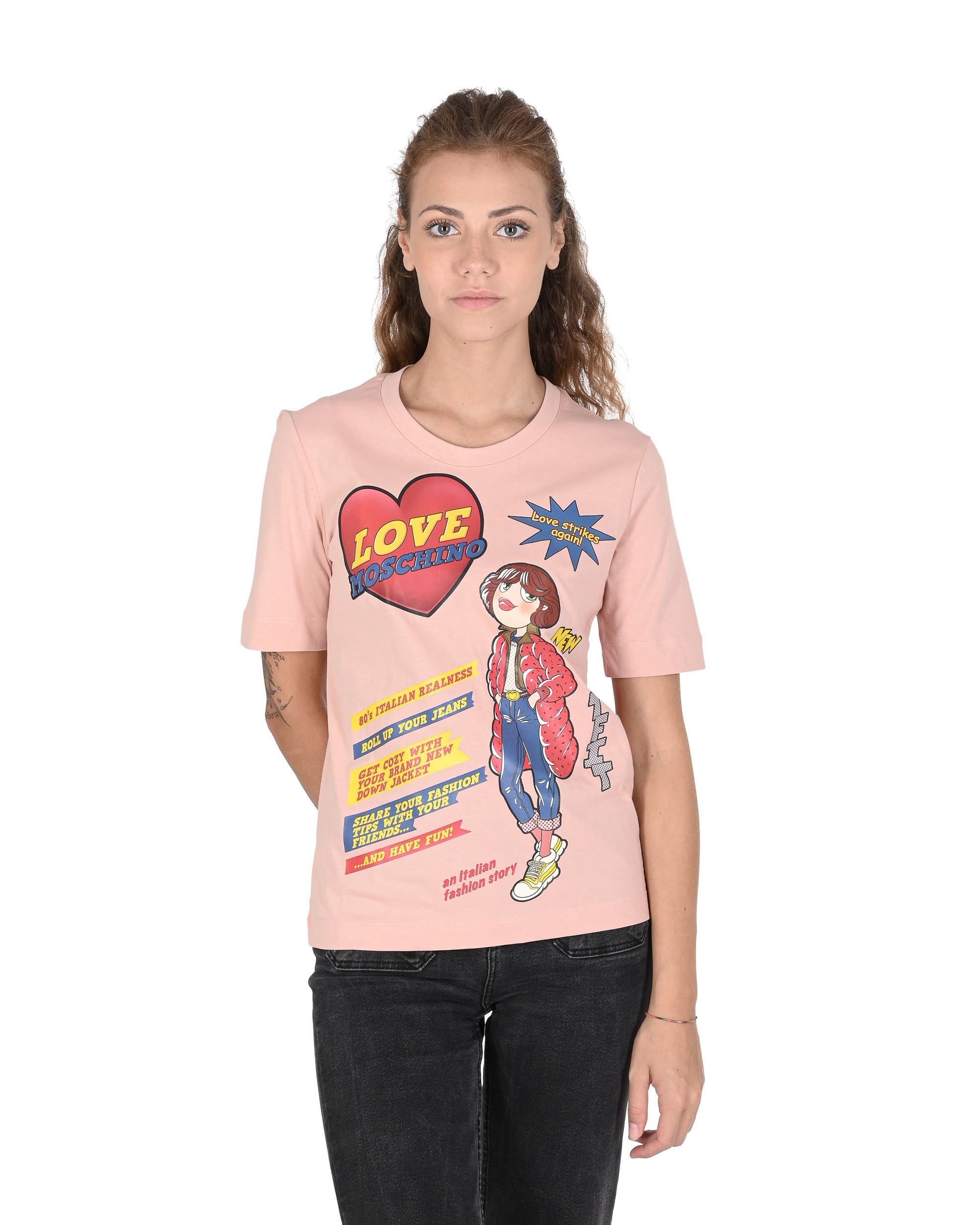 Camiseta de mujer Love Moschino W 4 F15 3D M 3876 M12 ROSA POLVO