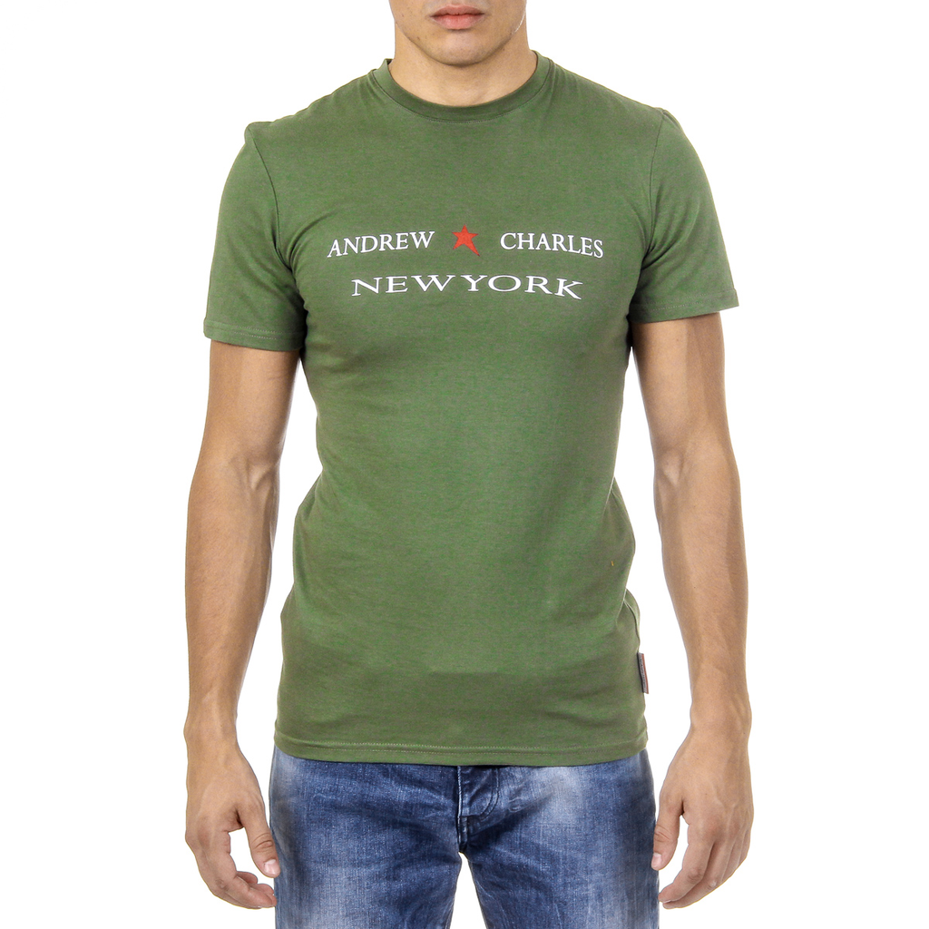 Camiseta Andrew Charles para hombre, manga corta, cuello redondo, verde, KEITA