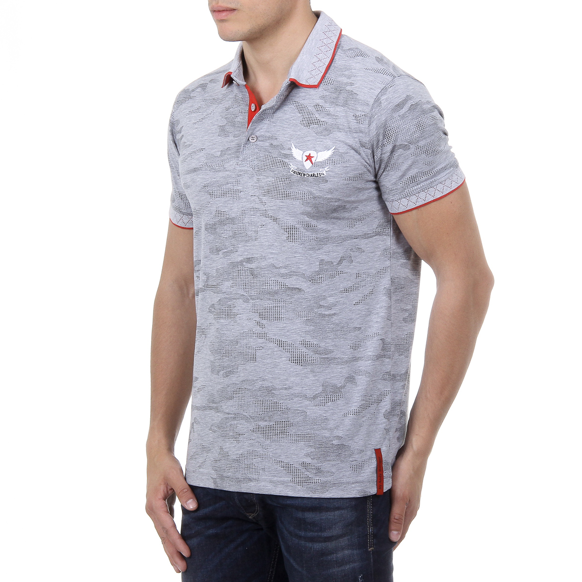 Andrew Charles Mens Polo Short Sleeves Grey JULIAN