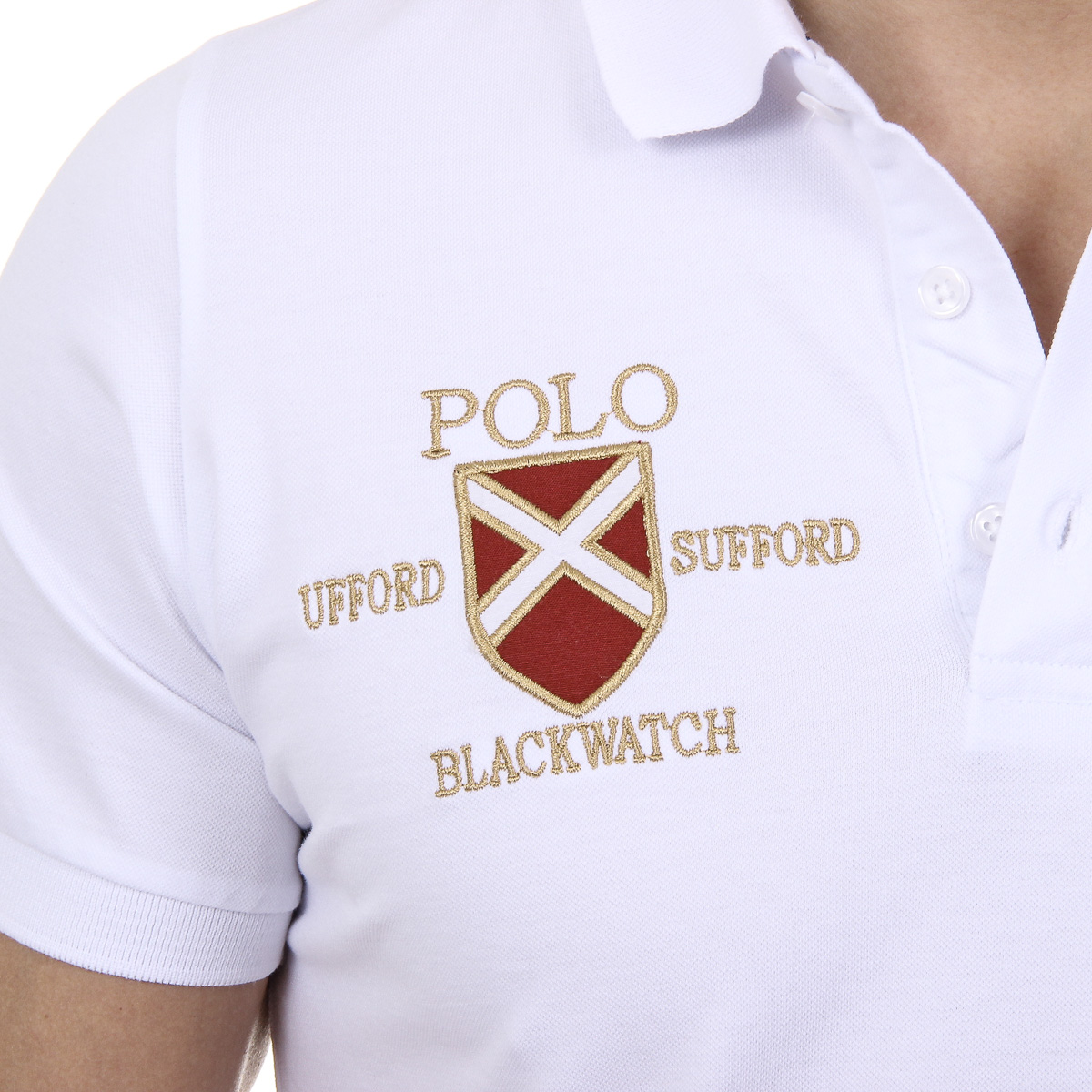 Polo Ufford & Suffolk Polo Club para hombre, manga corta, US007, blanco