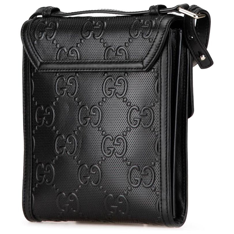 Bolso mensajero de piel con monograma GG para hombre