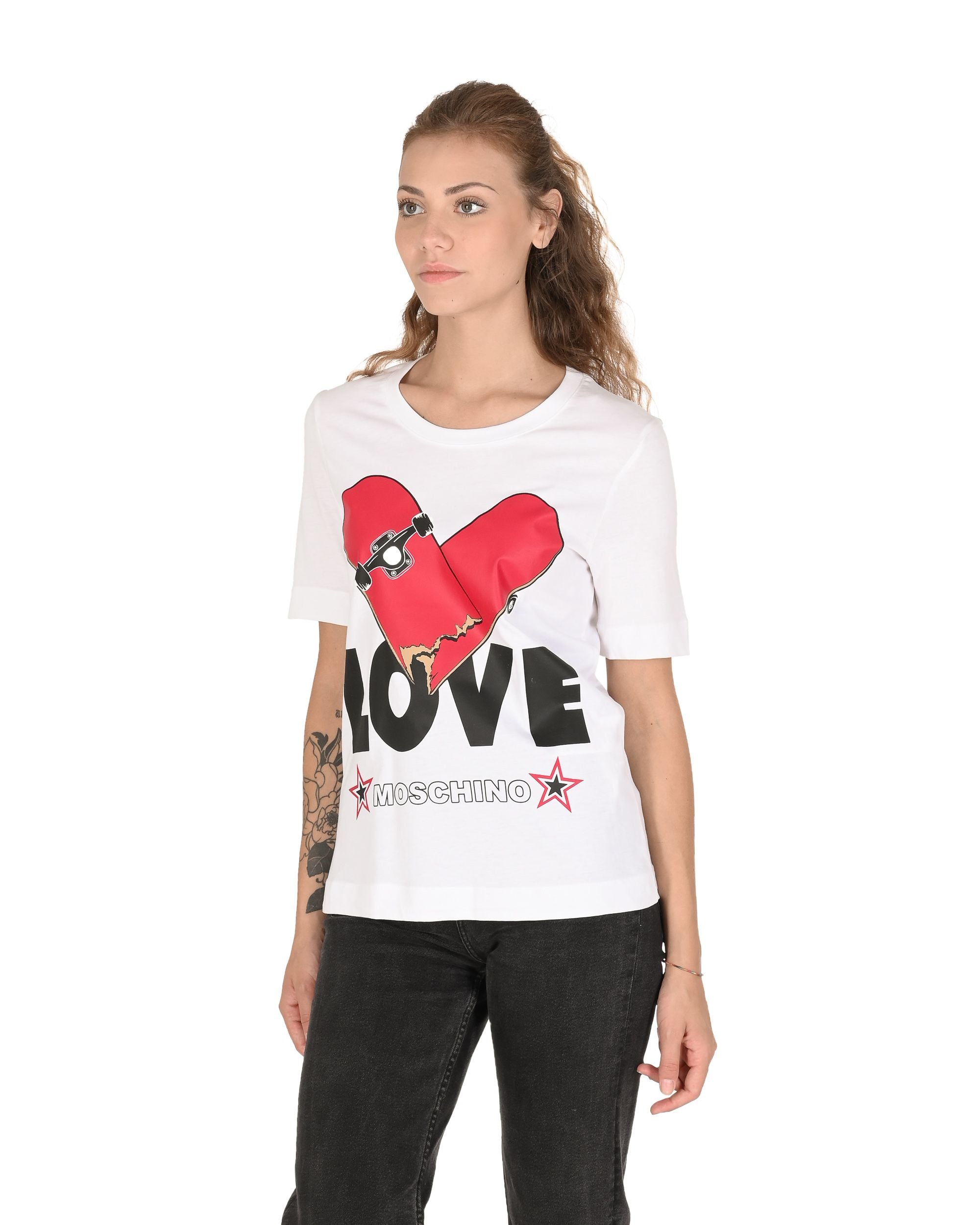 Camiseta de mujer Love Moschino W 4 F15 3S M 3876 A00 BLANCO ÓPTICO