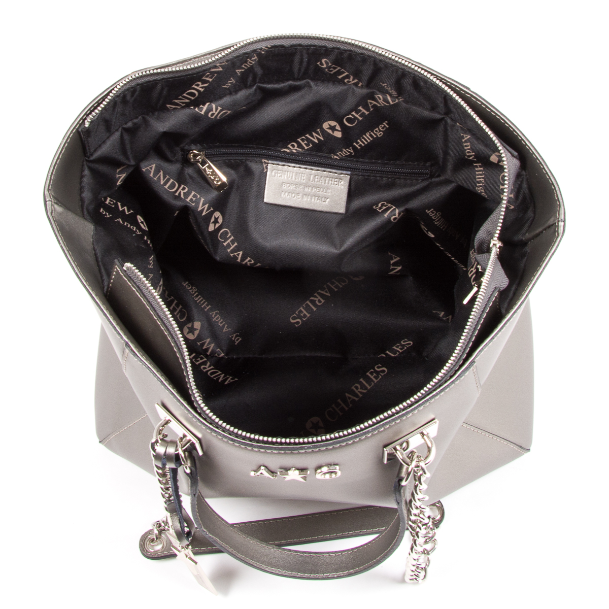 Andrew Charles Womens Handbag Silver KEY