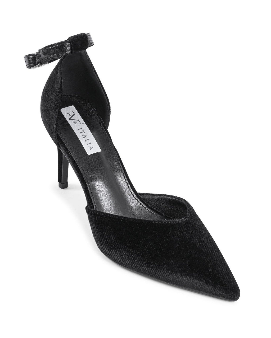 19V69 Italia - Zapatos de salón con tira al tobillo para mujer, color negro, F0110 NERO