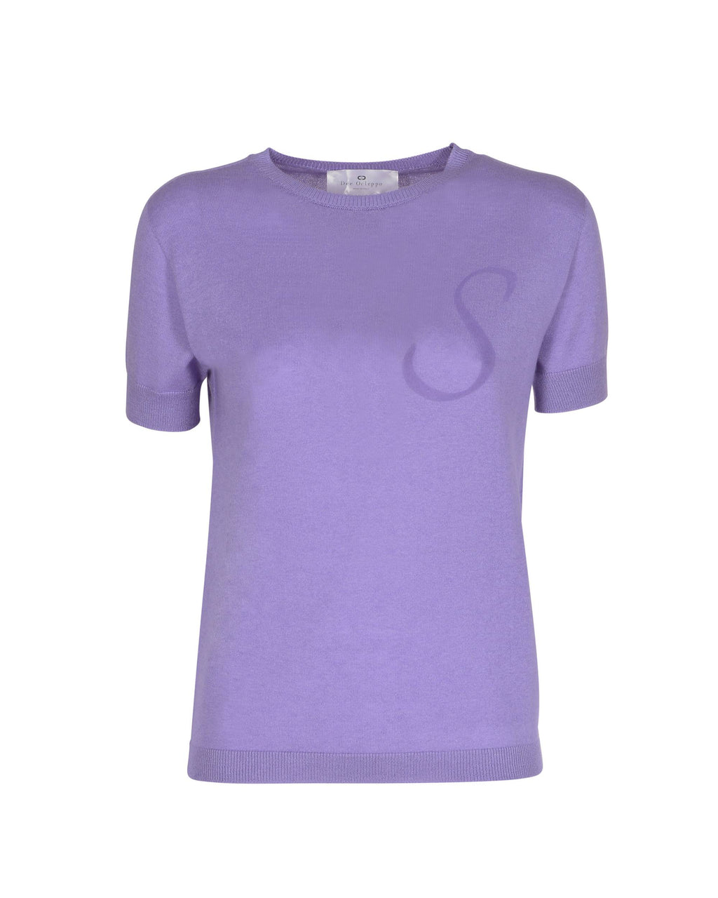 Jersey de cachemira de verano con cuello redondo y manga corta, color lila