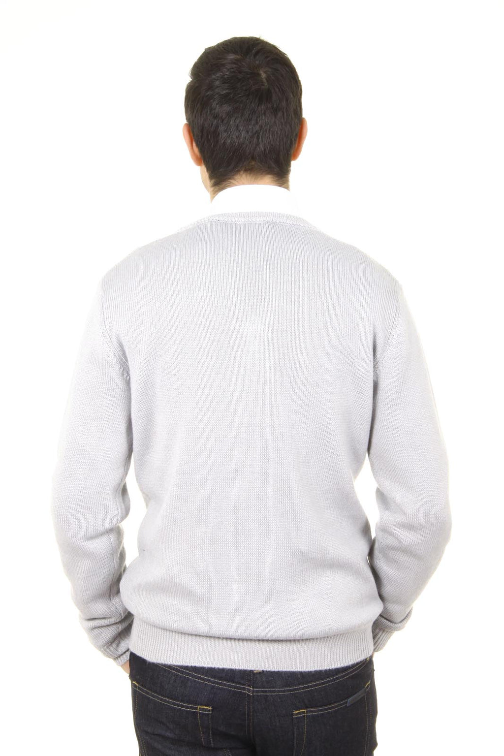 V 1969 Italia Jersey con cuello de pico para hombre 9803 SCOLLO V GRIGIO MEDIO