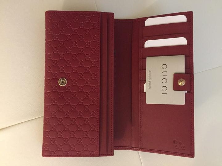 Cartera de piel Gucci Guccissima roja