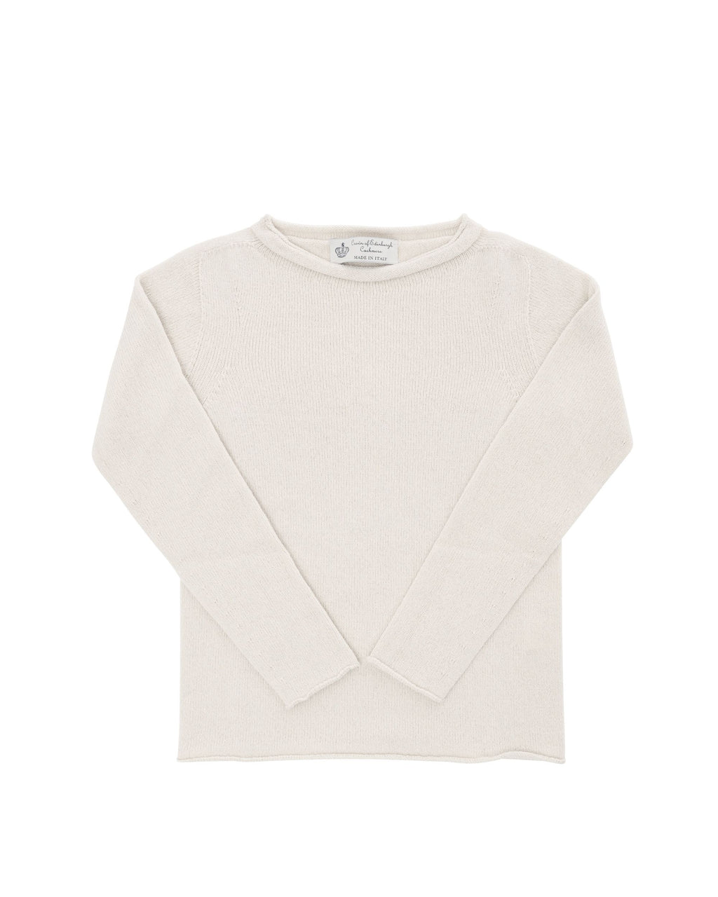 Suéter de cuello barco para mujer de cachemira Crown of Edinburgh COE 0015 CREMA