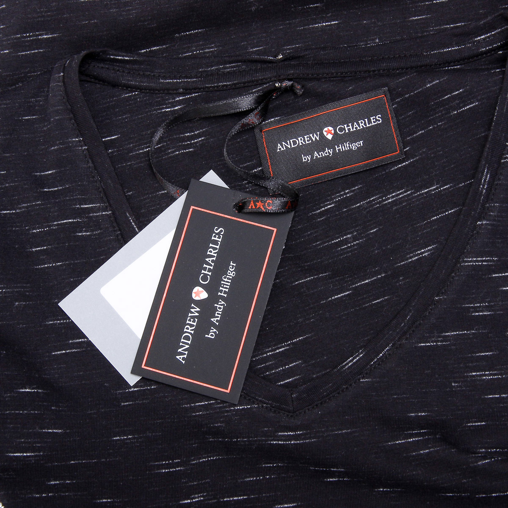 Andrew Charles Mens T-Shirt Short Sleeves V-Neck Black CONNOR