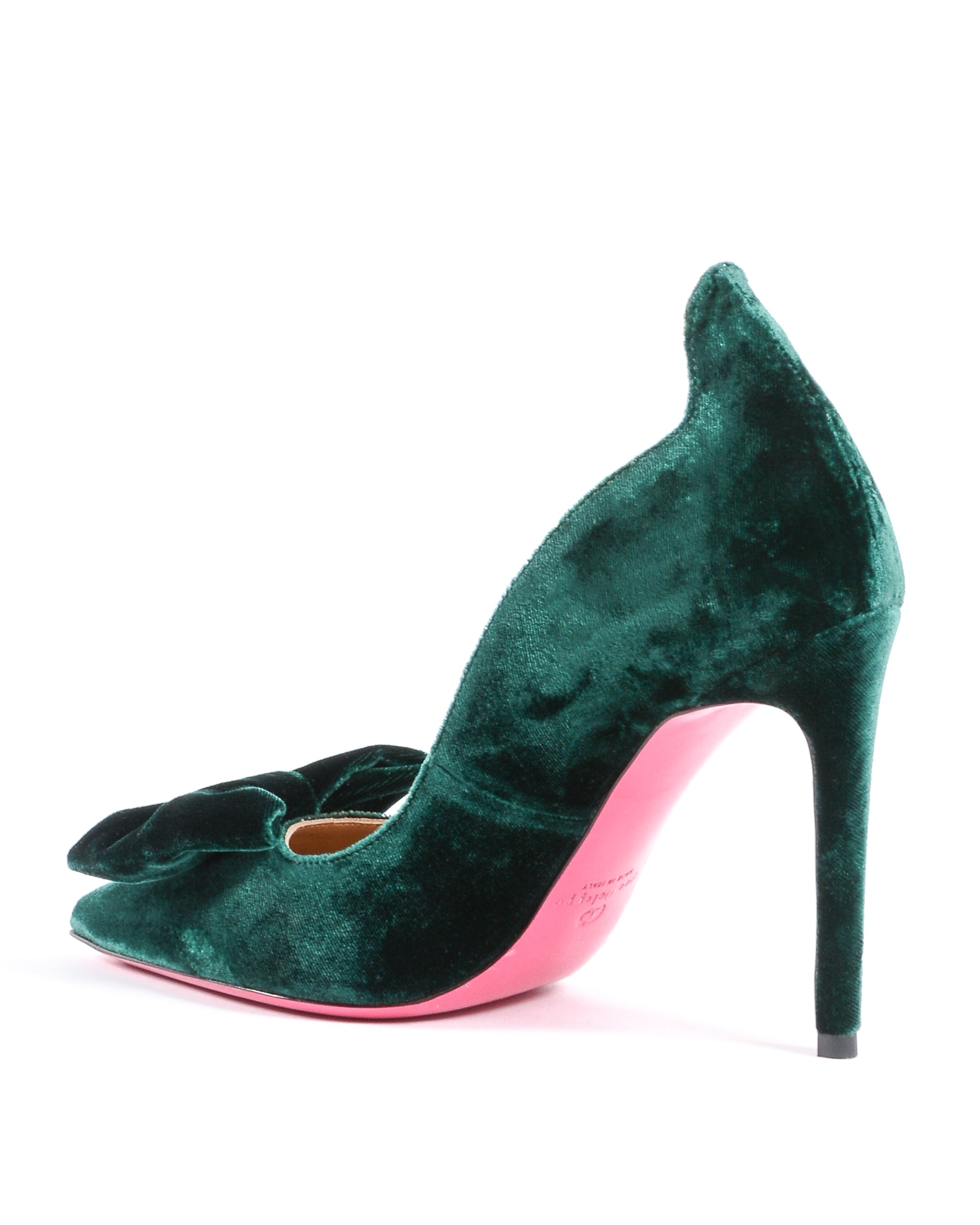 Zapatos de salón con lazo de terciopelo para mujer - Verde