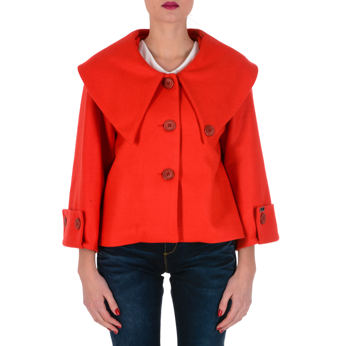 V 1969 Italia Chaqueta de mujer de manga larga roja LUCY
