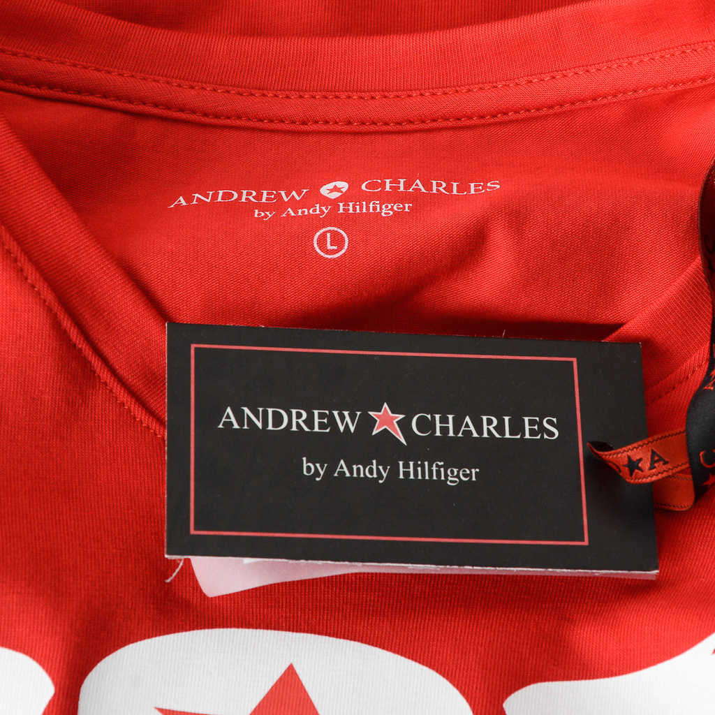 Camiseta Andrew Charles para hombre, manga corta, cuello en V, roja, KENAN