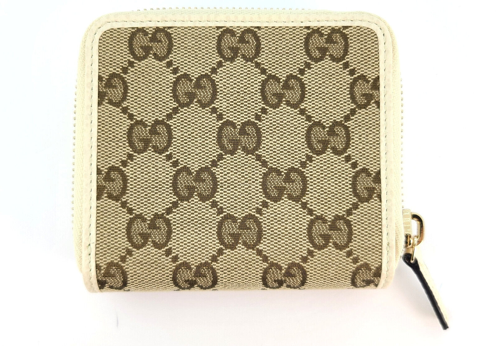 Cartera Gucci Original GG de lona y piel en beige y blanco