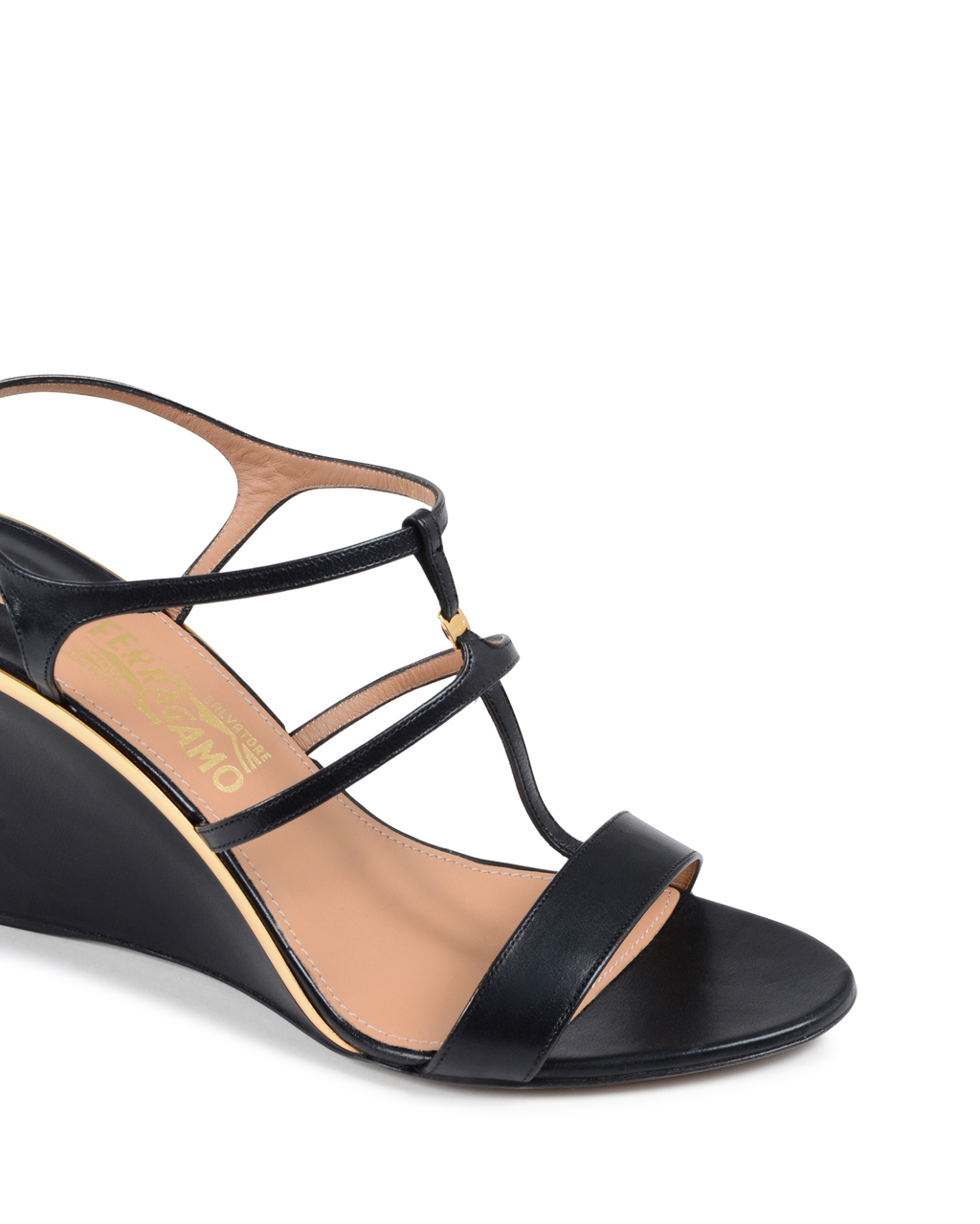 Sandalia de cuña para mujer Salvatore Ferragamo negra PAKUNA