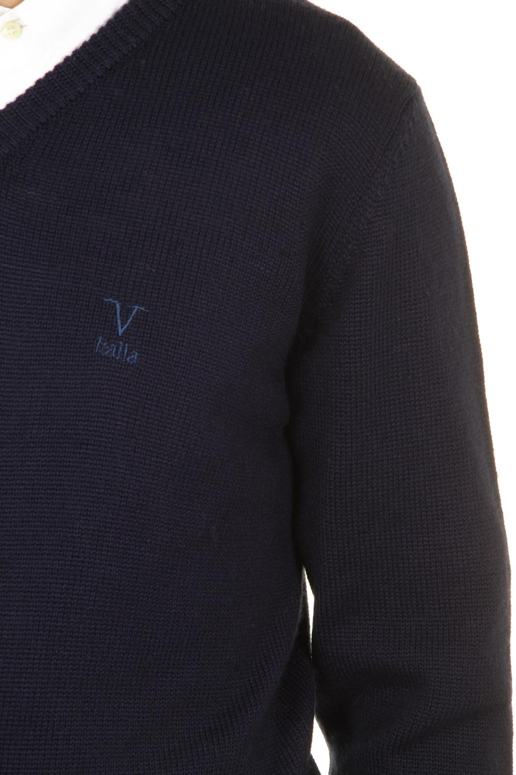V 1969 Italia Jersey con cuello de pico para hombre 9803 SCOLLO V BLU NAVY