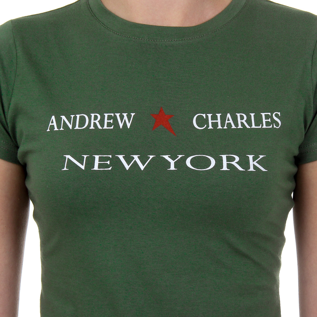 Camiseta Andrew Charles para mujer, manga corta, cuello redondo, verde TARANA
