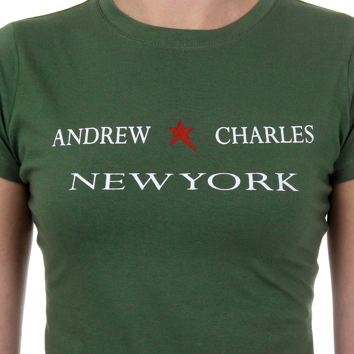 Camiseta Andrew Charles para mujer, manga corta, cuello redondo, verde TARANA