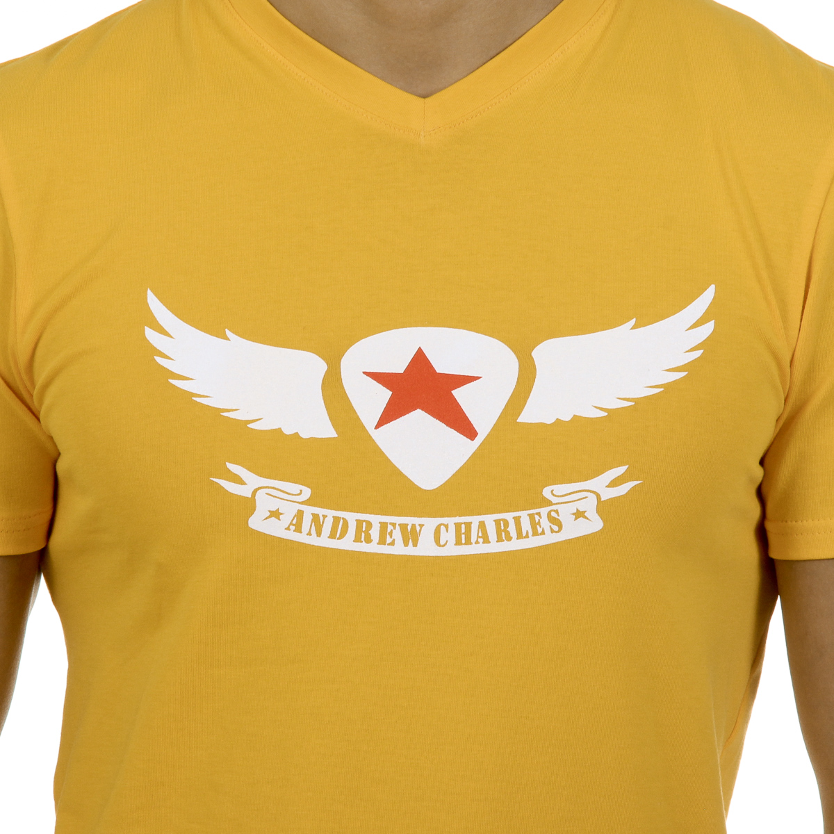Camiseta Andrew Charles para hombre, manga corta, cuello en V, amarilla, KENAN