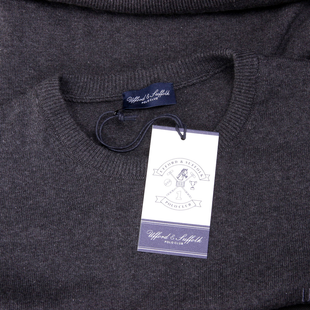Ufford & Suffolk Polo Club Mens Sweater Long Sleeves Round Neck PULLRUS100 ANTHRACITE