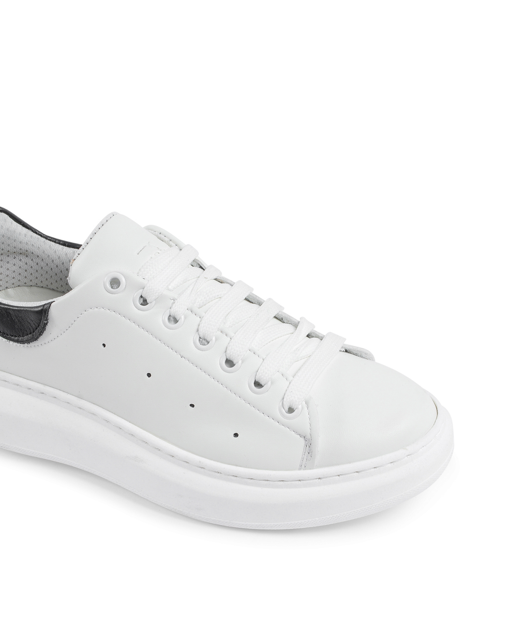19V69 Italia Womens Sneaker White Black 719 PELLE BIANCO PELLE NERO