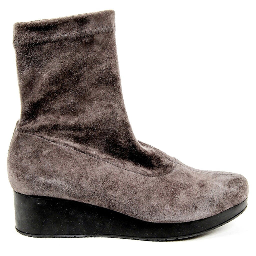 Robert Clergerie Paris - Bota corta para mujer NERDALJ VELOURS STRETCH ANTRACITA DBL