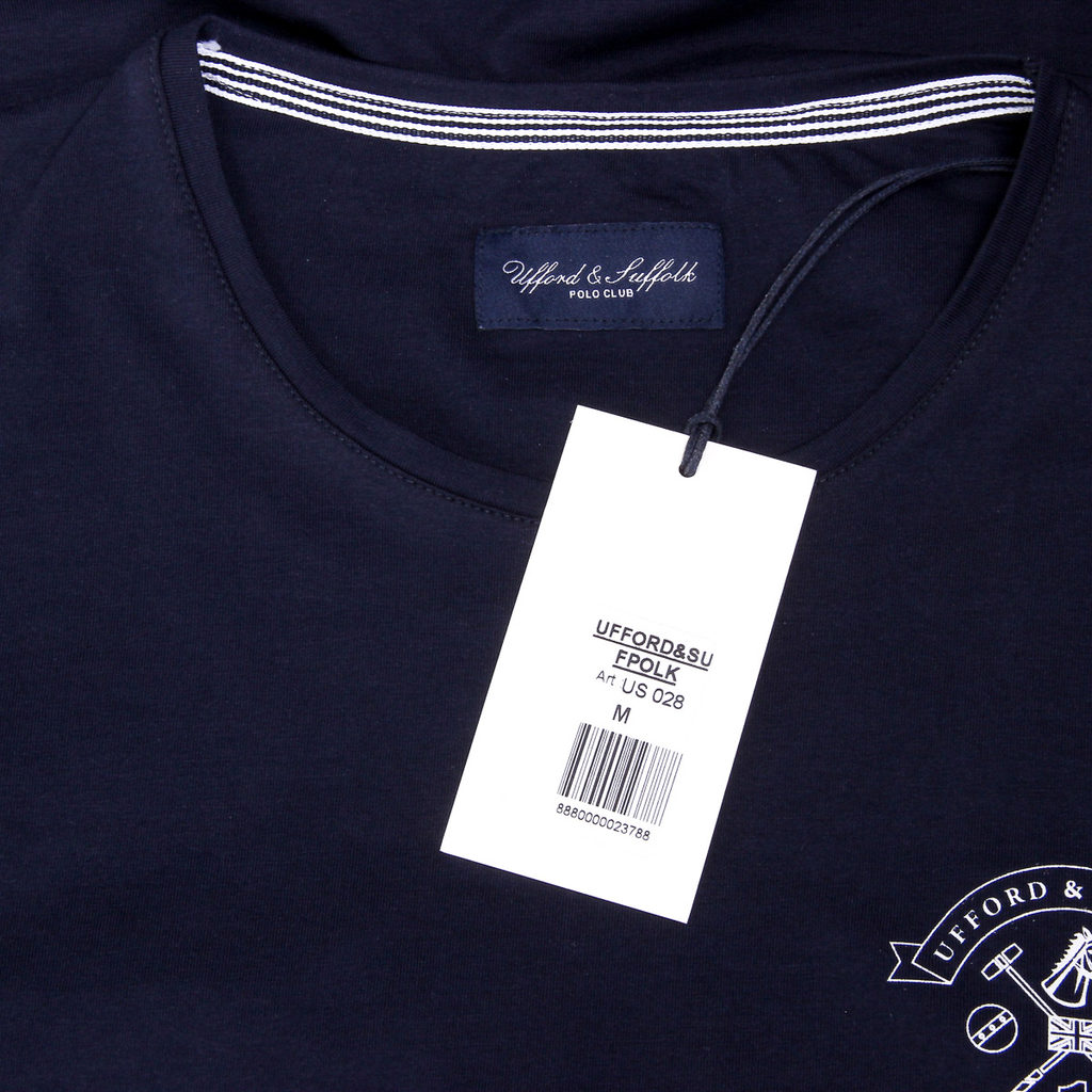 Camiseta de hombre Ufford & Suffolk Polo Club, manga corta, cuello redondo, US028, azul marino