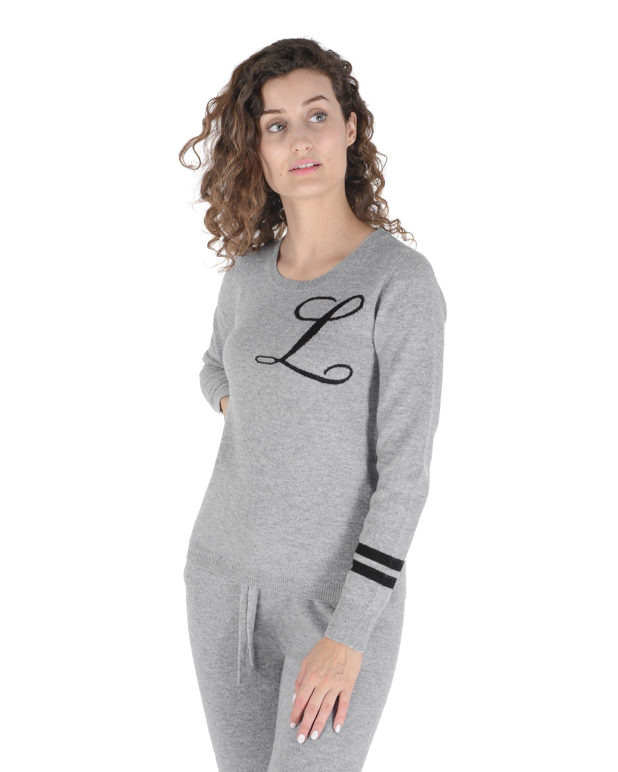 Suéter de cachemira con cuello redondo - Gris