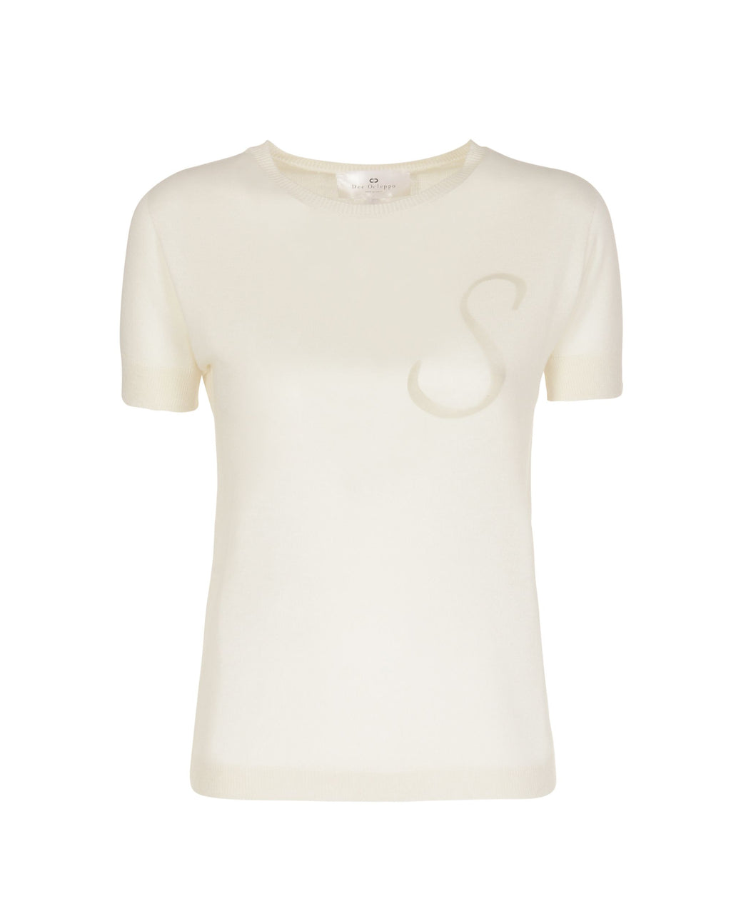Jersey de cachemira de verano, cuello redondo, manga corta, color marfil