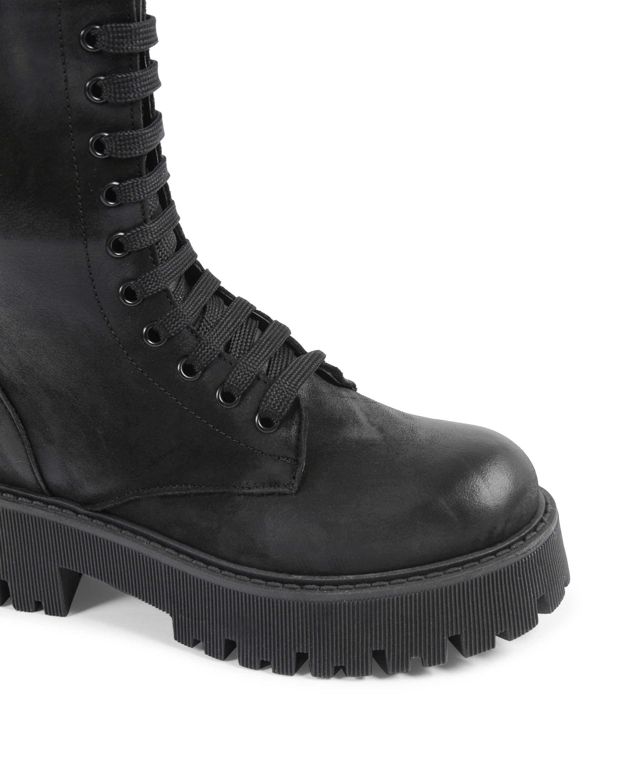 19V69 Italia Womens Short Boot Black 10-V NABUK NERO