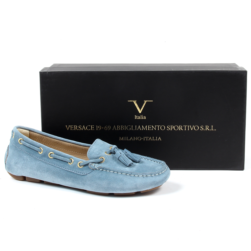 Mocasín V 1969 Italia para mujer azul claro TORINO