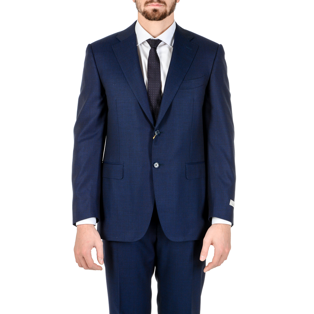 Canali Mens Suit Long Sleeves Blue Water Resistant